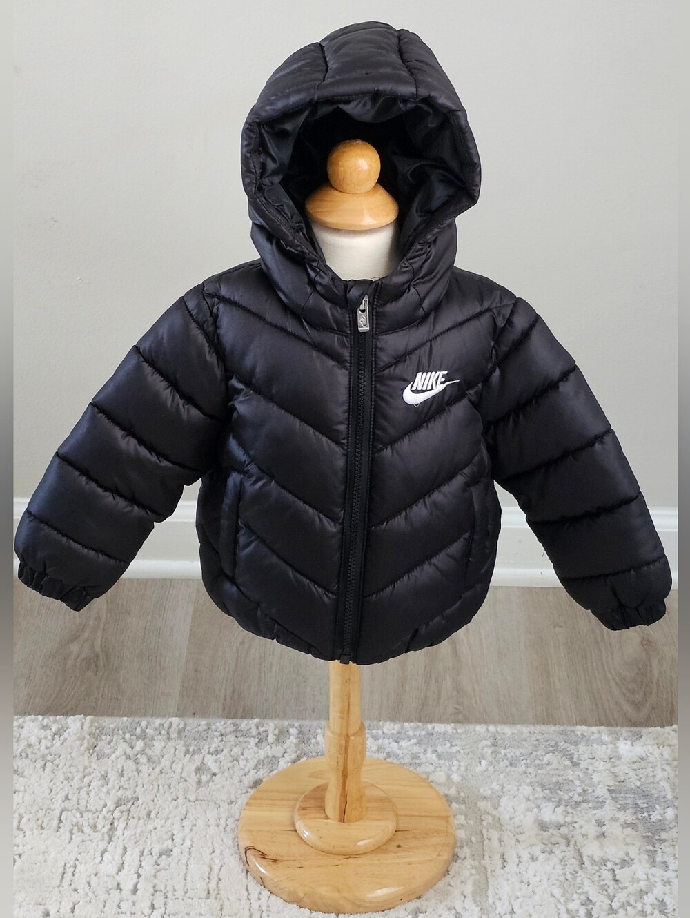 Nike Toddler Black Hooded Puffer Jacket Size 12M